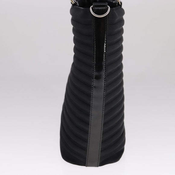 GUCCI Bamboo Hand Bag Nylon 2way Black Silver 000 1998 0588 Auth bs22015