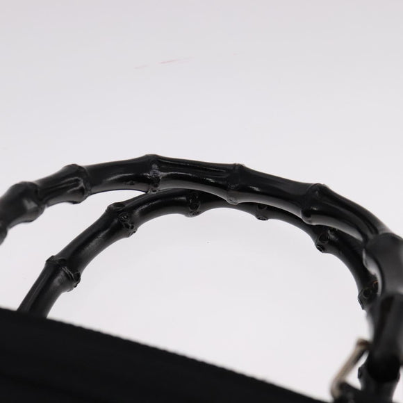 GUCCI Bamboo Hand Bag Nylon 2way Black Silver 000 1998 0588 Auth bs22015