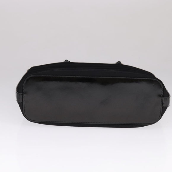 GUCCI Bamboo Hand Bag Nylon 2way Black Silver 000 1998 0588 Auth bs22015