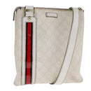 GUCCI GG Supreme Shoulder Bag PVC White Red gold 153244 Auth bs22024-1