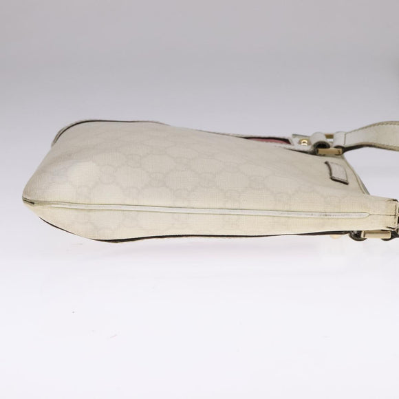 GUCCI GG Supreme Shoulder Bag PVC White Red gold 153244 Auth bs22024