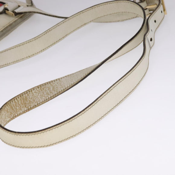 GUCCI GG Supreme Shoulder Bag PVC White Red gold 153244 Auth bs22024