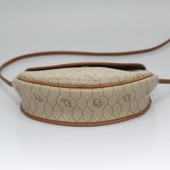Christian Dior Honeycomb Canvas Shoulder Bag PVC Beige Gold Auth bs22027