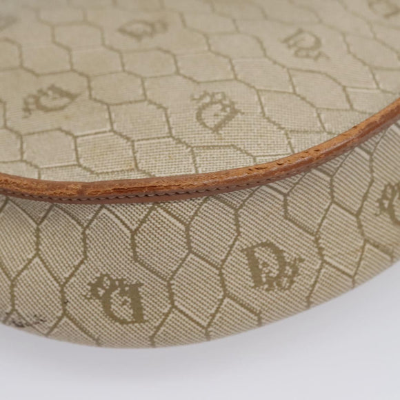 Christian Dior Honeycomb Canvas Shoulder Bag PVC Beige Gold Auth bs22027