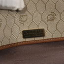 Christian Dior Honeycomb Canvas Shoulder Bag PVC Beige Gold Auth bs22027-18