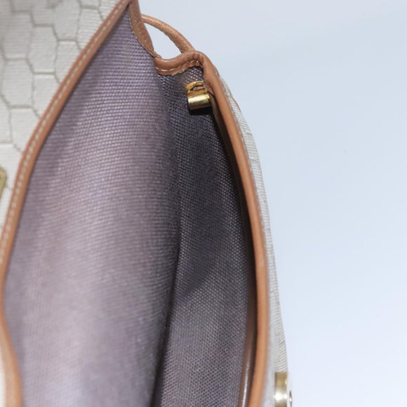 Christian Dior Honeycomb Canvas Shoulder Bag PVC Beige Gold Auth bs22027