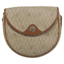 Christian Dior Honeycomb Canvas Shoulder Bag PVC Beige Gold Auth bs22027-2