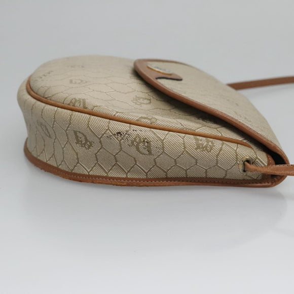 Christian Dior Honeycomb Canvas Shoulder Bag PVC Beige Gold Auth bs22027