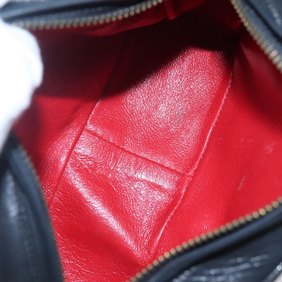 CHANEL Matelasse Chain Shoulder Bag Satin Black Gold CC Auth bs22051