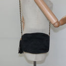 CHANEL Matelasse Chain Shoulder Bag Satin Black Gold CC Auth bs22051-22