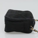 CHANEL Matelasse Chain Shoulder Bag Satin Black Gold CC Auth bs22051-3