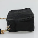 CHANEL Matelasse Chain Shoulder Bag Satin Black Gold CC Auth bs22051-4