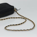 CHANEL Matelasse Chain Shoulder Bag Satin Black Gold CC Auth bs22051-7