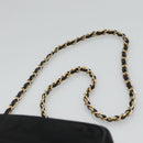 CHANEL Matelasse Chain Shoulder Bag Satin Black Gold CC Auth bs22051-14
