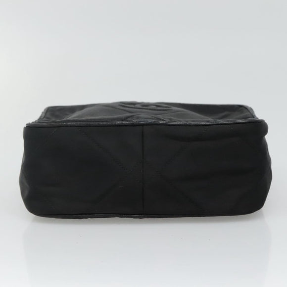 CHANEL Matelasse Chain Shoulder Bag Satin Black Gold CC Auth bs22051