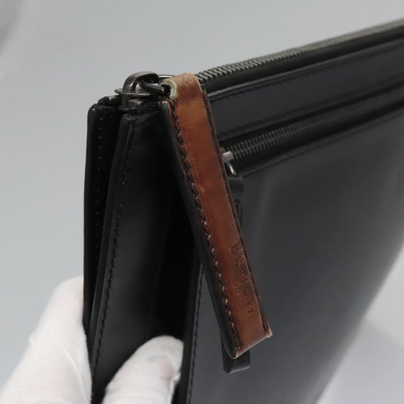 Berluti Clutch Bag Leather Black Auth bs22062