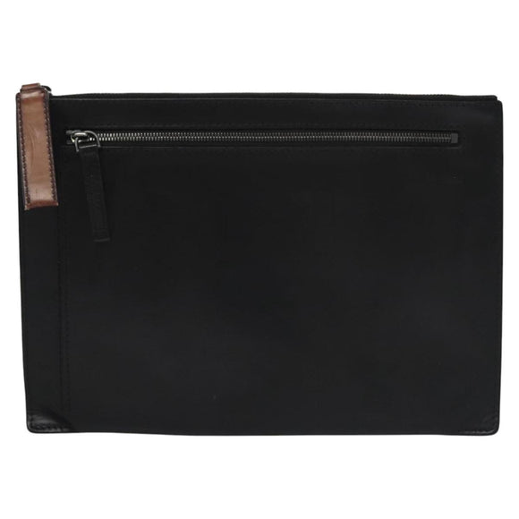 Berluti Clutch Bag Leather Black Auth bs22062