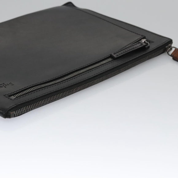 Berluti Clutch Bag Leather Black Auth bs22062