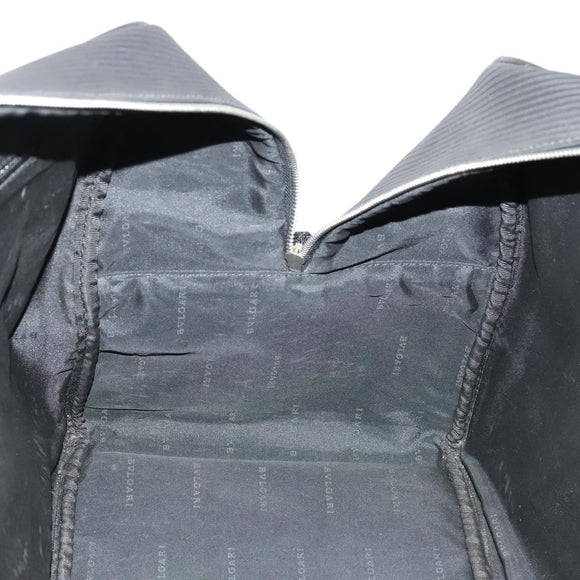 BVLGARI Boston Bag PVC Black Silver Auth bs22064