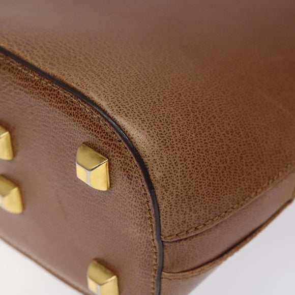 Salvatore Ferragamo Shoulder Bag Leather Brown Gold Auth bs22078