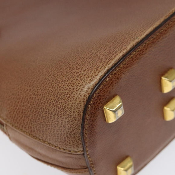 Salvatore Ferragamo Shoulder Bag Leather Brown Gold Auth bs22078