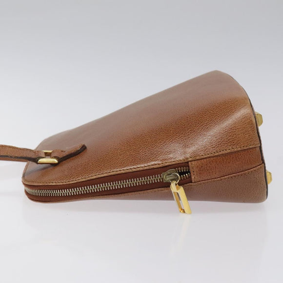 Salvatore Ferragamo Shoulder Bag Leather Brown Gold Auth bs22078