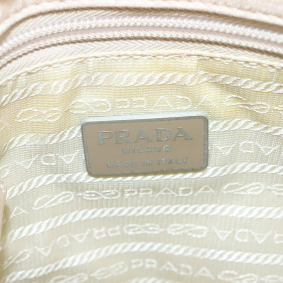 PRADA Shoulder Bag Canvas Beige Auth bs22080