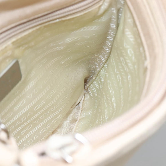 PRADA Shoulder Bag Canvas Beige Auth bs22080