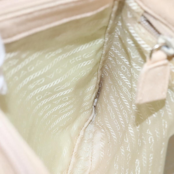 PRADA Shoulder Bag Canvas Beige Auth bs22080