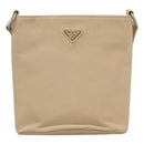 PRADA Shoulder Bag Canvas Beige Auth bs22080-13