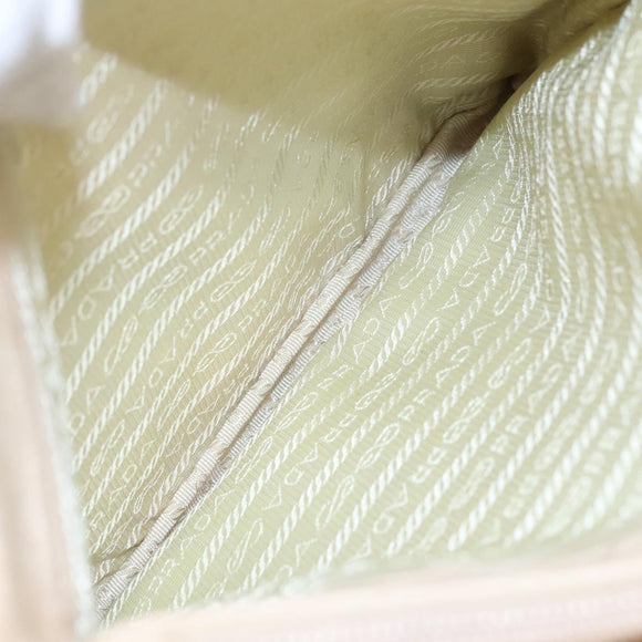 PRADA Shoulder Bag Canvas Beige Auth bs22080