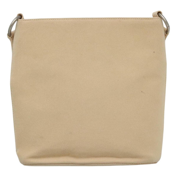 PRADA Shoulder Bag Canvas Beige Auth bs22080