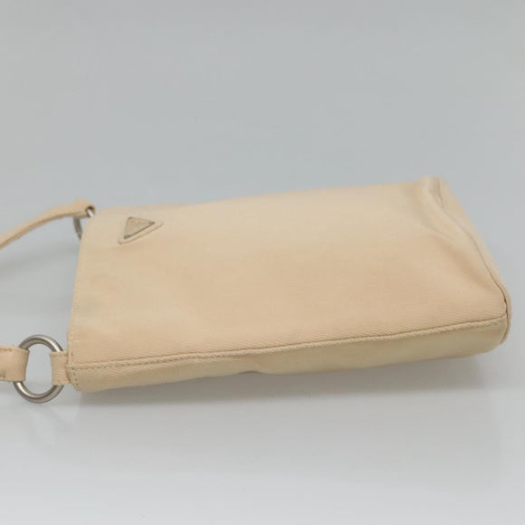 PRADA Shoulder Bag Canvas Beige Auth bs22080