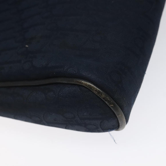 Christian Dior Trotter Canvas Clutch Bag Navy Gold Auth bs22117