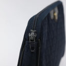Christian Dior Trotter Canvas Clutch Bag Navy Gold Auth bs22117-9