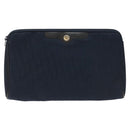 Christian Dior Trotter Canvas Clutch Bag Navy Gold Auth bs22117-2