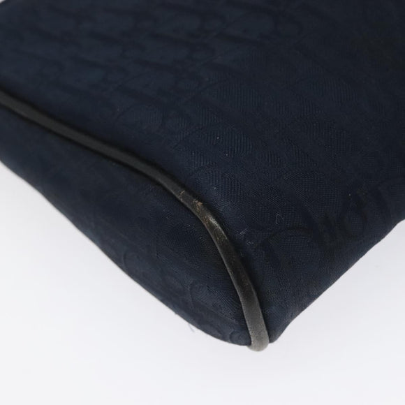 Christian Dior Trotter Canvas Clutch Bag Navy Gold Auth bs22117