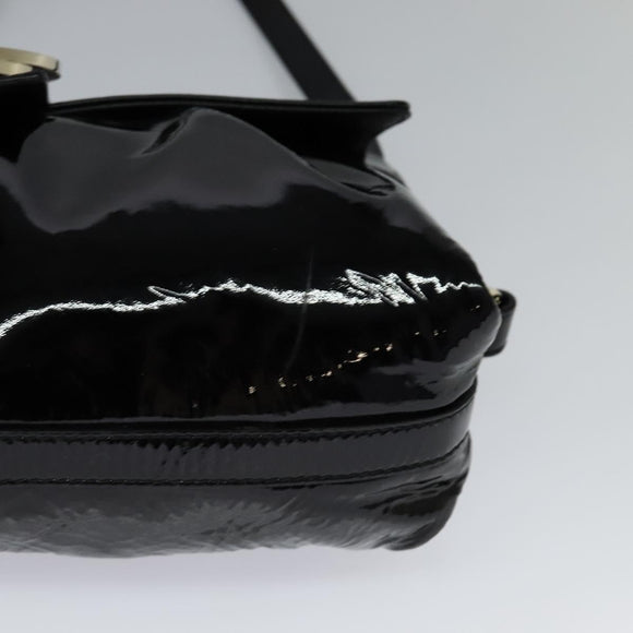 BVLGARI Chandra Shoulder Bag Enamel Black Auth bs22120