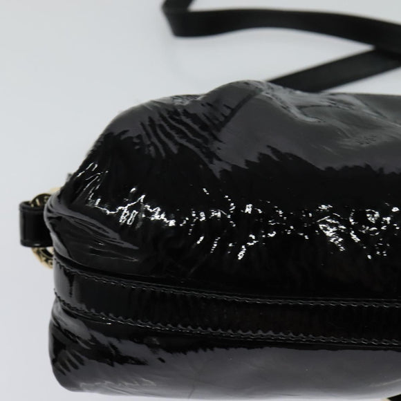 BVLGARI Chandra Shoulder Bag Enamel Black Auth bs22120