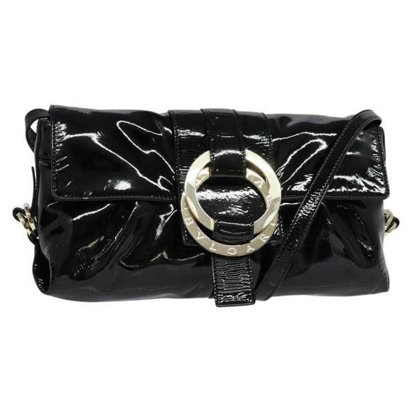 BVLGARI Chandra Shoulder Bag Enamel Black Auth bs22120