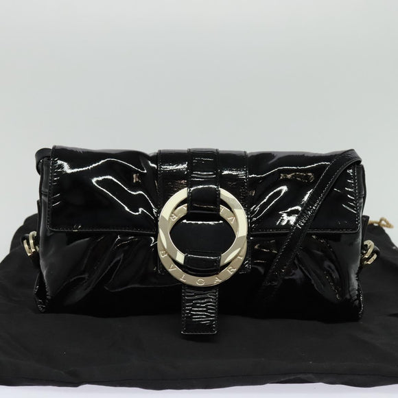 BVLGARI Chandra Shoulder Bag Enamel Black Auth bs22120
