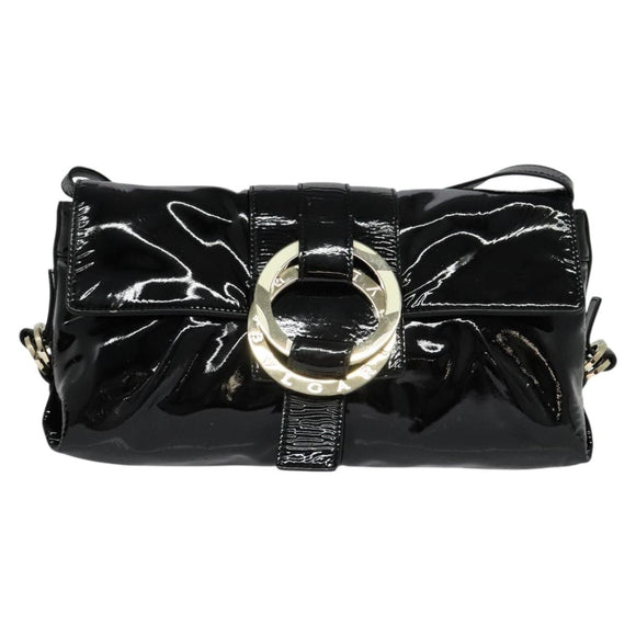BVLGARI Chandra Shoulder Bag Enamel Black Auth bs22120