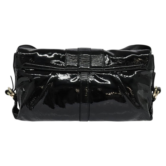 BVLGARI Chandra Shoulder Bag Enamel Black Auth bs22120