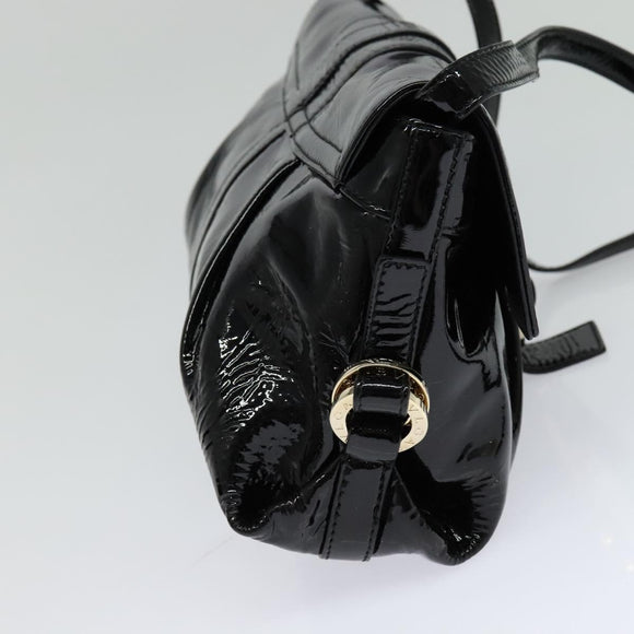 BVLGARI Chandra Shoulder Bag Enamel Black Auth bs22120