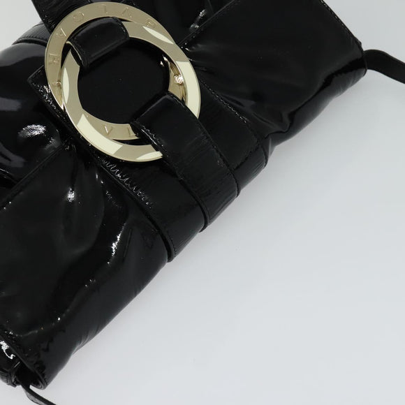 BVLGARI Chandra Shoulder Bag Enamel Black Auth bs22120