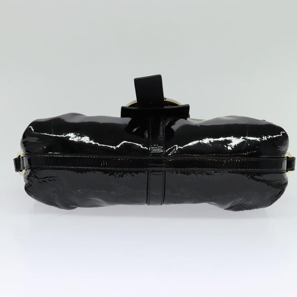 BVLGARI Chandra Shoulder Bag Enamel Black Auth bs22120