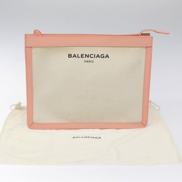 BALENCIAGA Clutch Bag Canvas Pink White 410119 Auth bs22154