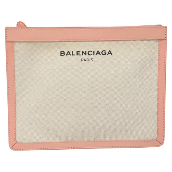 BALENCIAGA Clutch Bag Canvas Pink White 410119 Auth bs22154