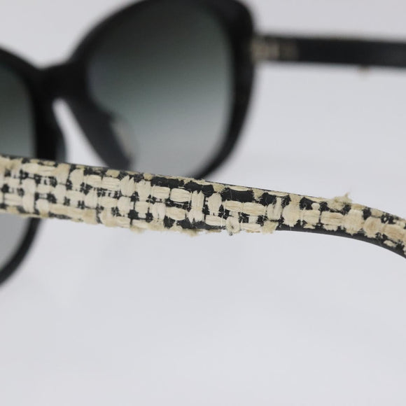 CHANEL Tweed Sunglasses Plastic Black CC Auth bs22164