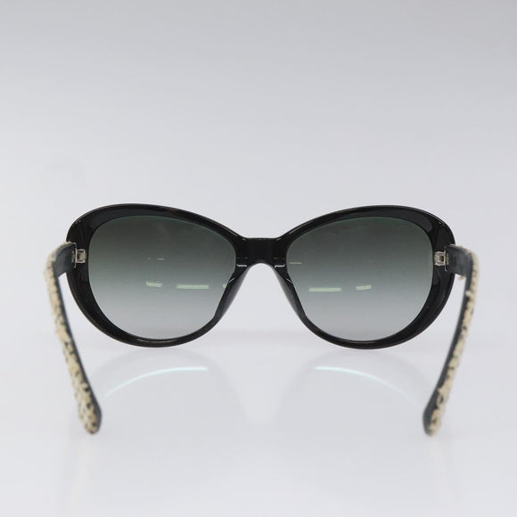CHANEL Tweed Sunglasses Plastic Black CC Auth bs22164